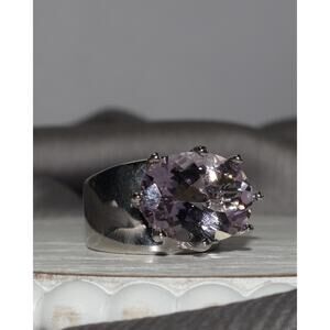 Sterling Silver Amethyst ( Rose De France ) Ring 10.8G / Sz 7